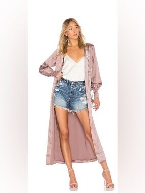 Tularosa X Revolve Jay Duster Mauve Satin Long Kimono Size medium